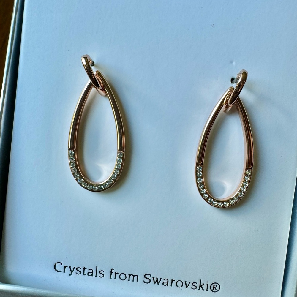 Swarovski Crystals Rose Gold Teardrop Earrings - NWT